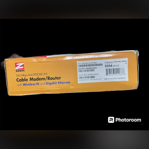 ZOOM Cable Modem/Router with Wireless-N and Gigabit Ethernet Model 5354 Open Box - Picture 2 of 4